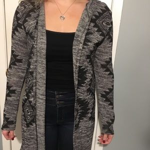 Gray aztec print cardigan